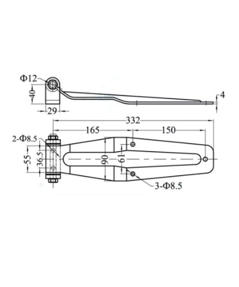 332mm Stainless Steel Rear Door Hinge for Trucks