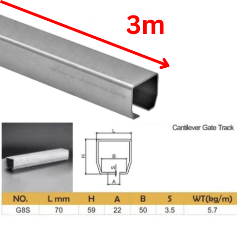 cantilever-gate-track Cantilever Gate Kit – Up to 6m / 600kg Sliding System