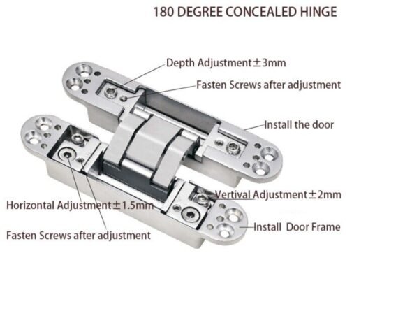 Heavy-Duty Invisible Door Hinge – 180° Adjustable