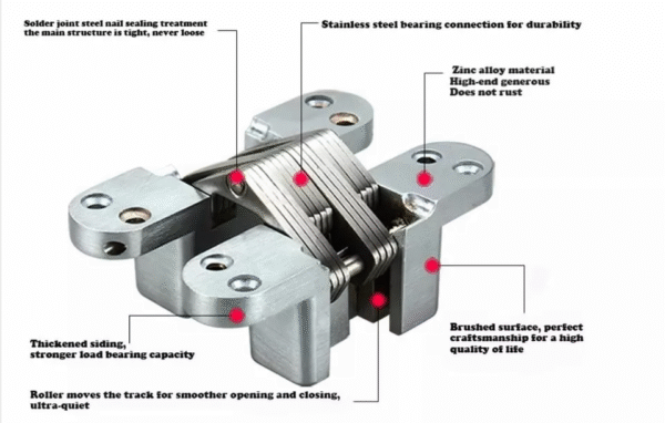 Soss Heavy-Duty Invisible Door Hinge – Satin Chrome