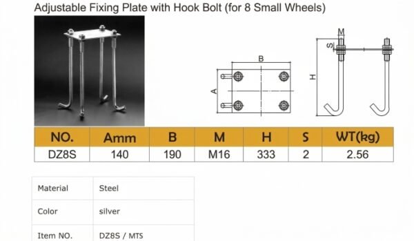 final 2 CANTILEVER GATE Wheel Mounting Bracket Kit/Adjustable Fixing Plate & Hook Bolts